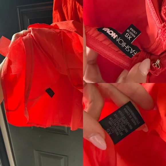 Fashion Nova Cupids Bow Poplin Mini Dress - Tomato Red - Picture 2 of 5